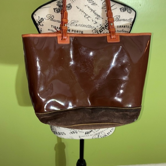 Dooney & Bourke Brown Leather Tote with Signature Print - Picture 7 of 10